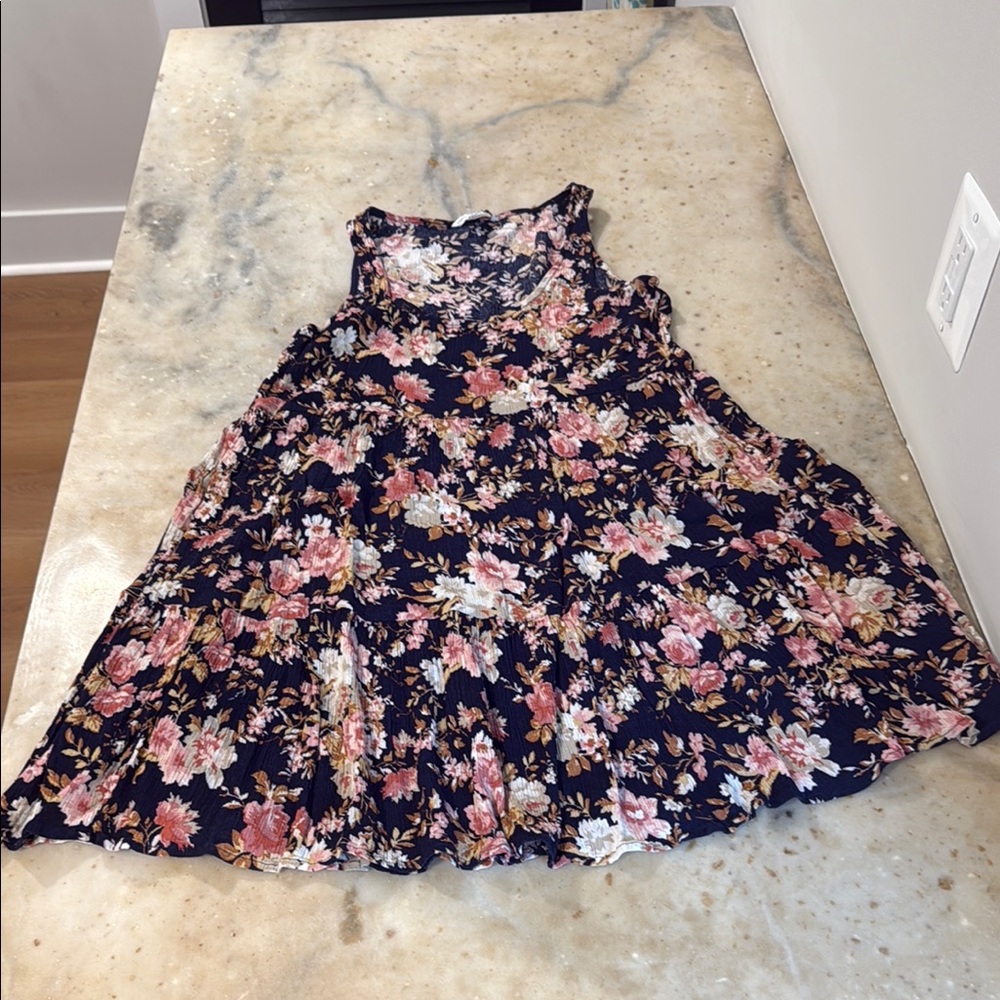 American Eagle Outfitters Blue Pink Floral Scoop Neck Sundress
